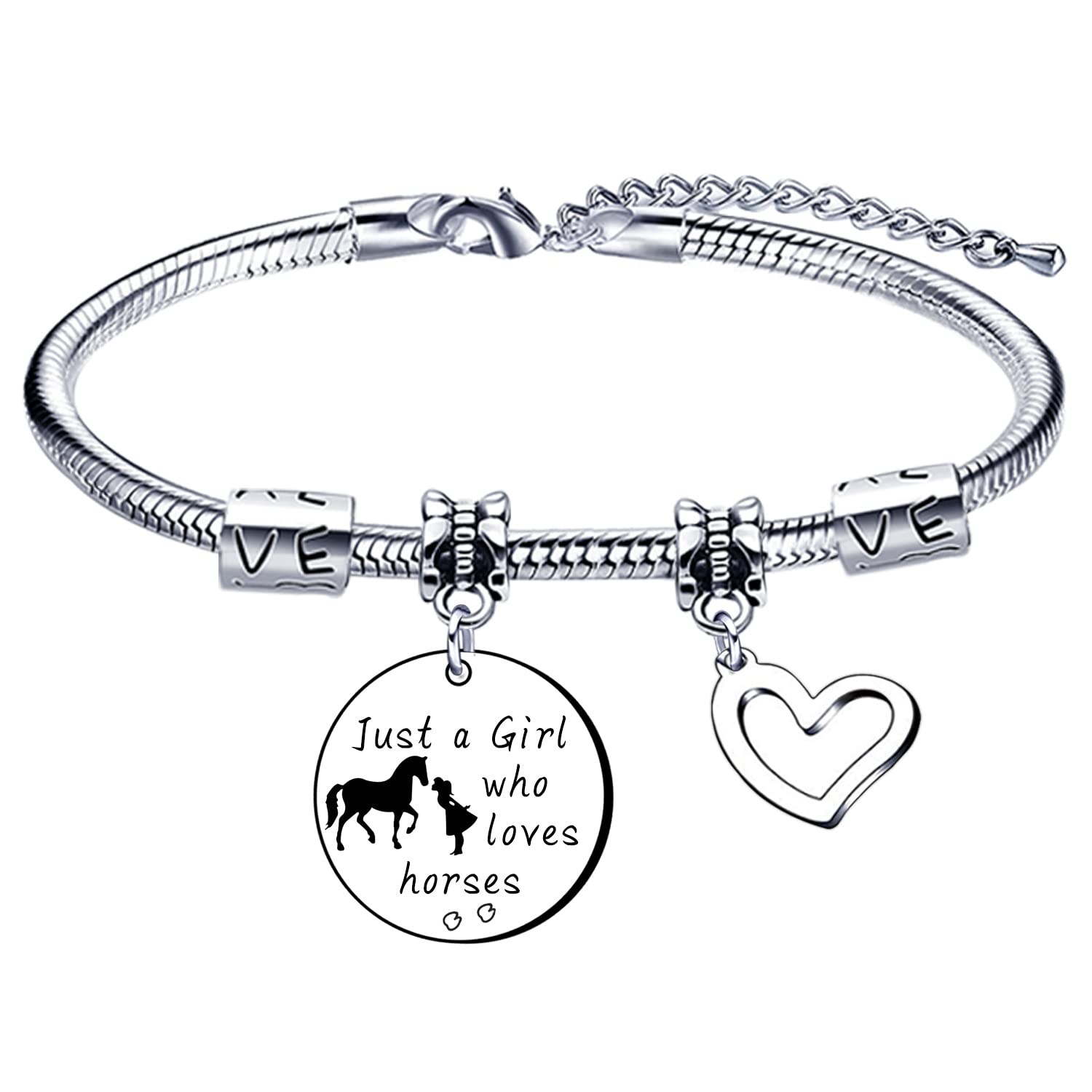 Lumengqi Horse Gifts Horse Bracelet for Girls Horse Bracelet Owner Gift There Was A Girl Who Really Loved for Girls Bracelets Just a Loved Gifts Charm Rider