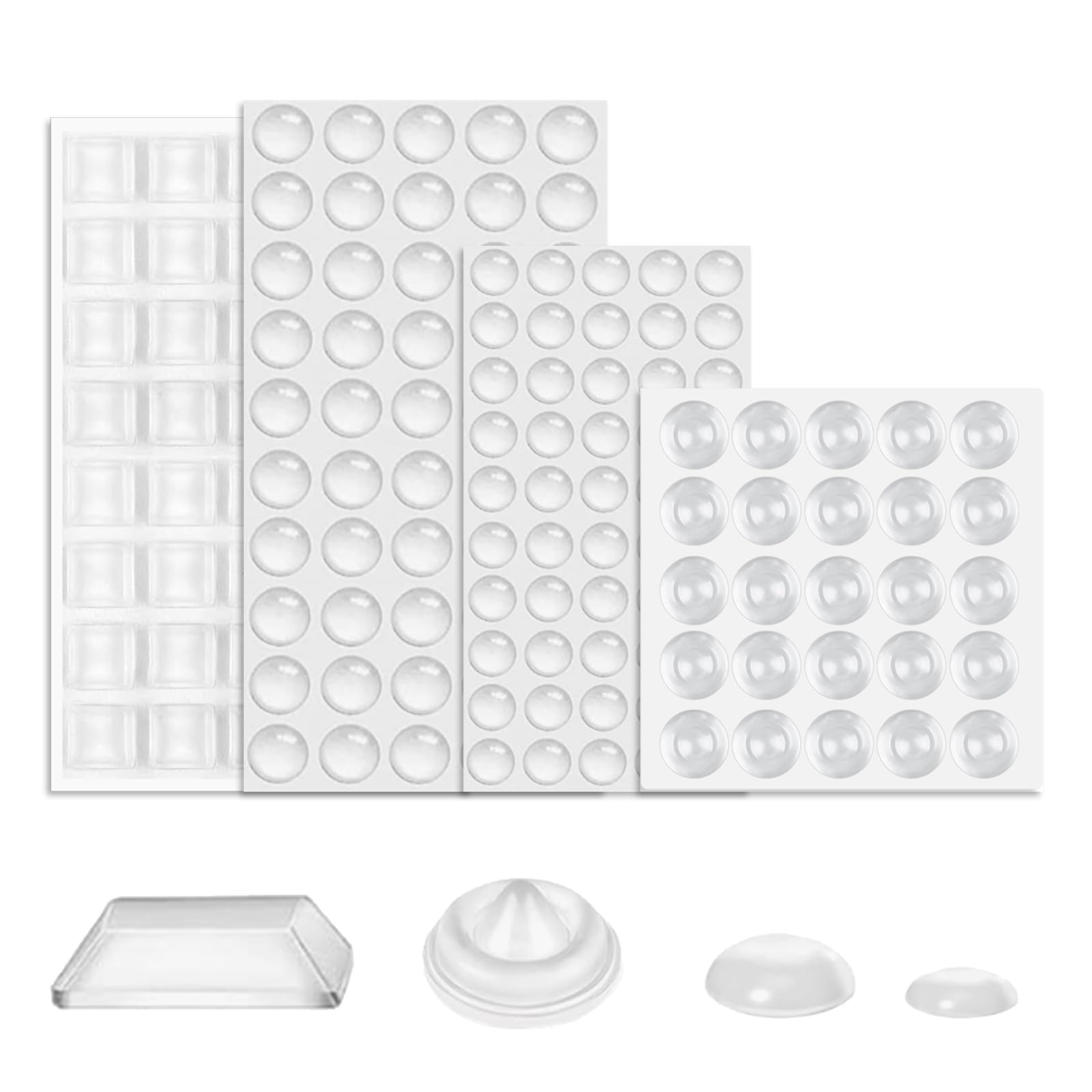165 Pieces Silicone Bumpers Adhesive Buffer Pads Clear Cupboard Door Stops Pads,Clear Furniture Buffer Pads,Adhesive Bumper PadsClear Rubber Feet,for Furniture Glass Tables Door Protect(4 Sizes)
