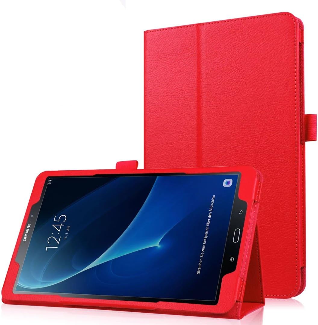 Case Samsung Galaxy Tab A6 10.1'' - Support Folio Cover Case Protective Slim for Samsung galaxy tab A 10.1 2016 SM-T580/585 Auto Wake/Sleep Function + Screen protector film - Red
