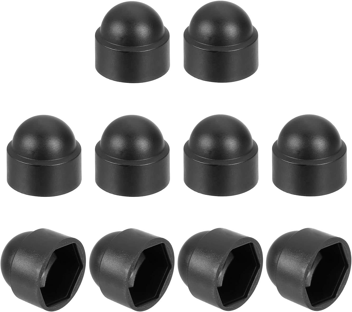 Nut Protection Cap, 10Pcs M12x19x23mm - Plastic Hexagonal Screw Protection Cap, Dome Acorn Hex Head Bolt Covers, Waterproof Decorative Cap (Black)