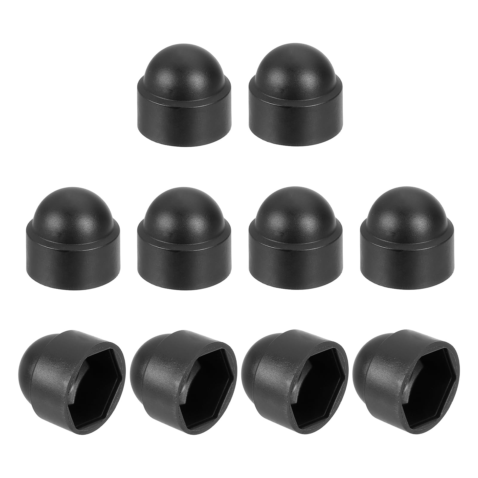 Nut Protection Cap, 10Pcs M12x19x23mm - Plastic Hexagonal Screw Protection Cap, Dome Acorn Hex Head Bolt Covers, Waterproof Decorative Cap (Black)
