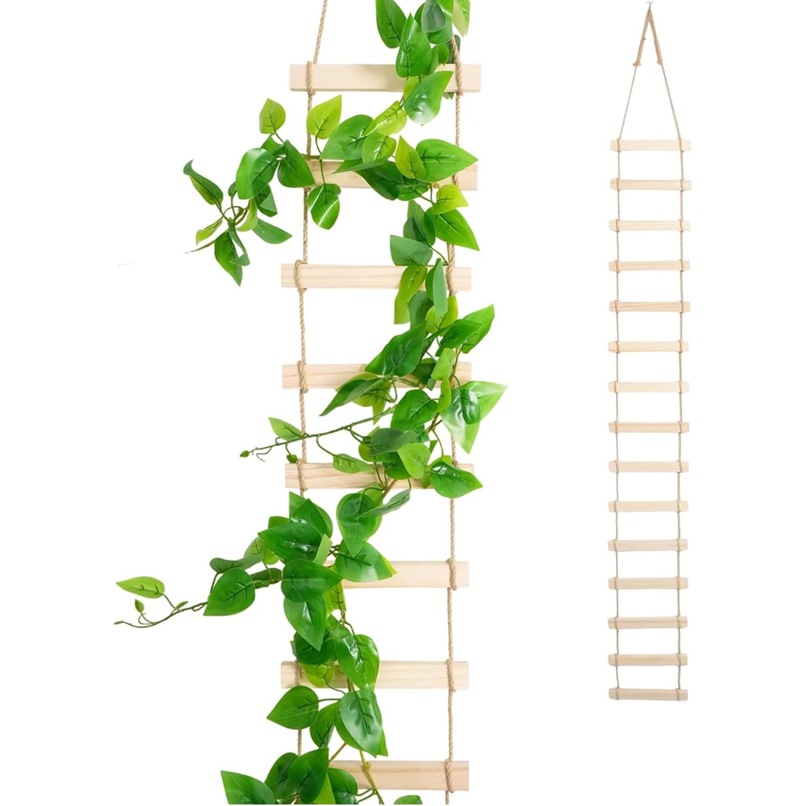 Faroby Plant Ladder, Tall 6-Foot Wooden 15-Rung Natural Wood Trellis for Climbing Plants, Indoor Outdoor Rust-Proof Plant Stand for Pothos Ivy Philodendron, Trellis