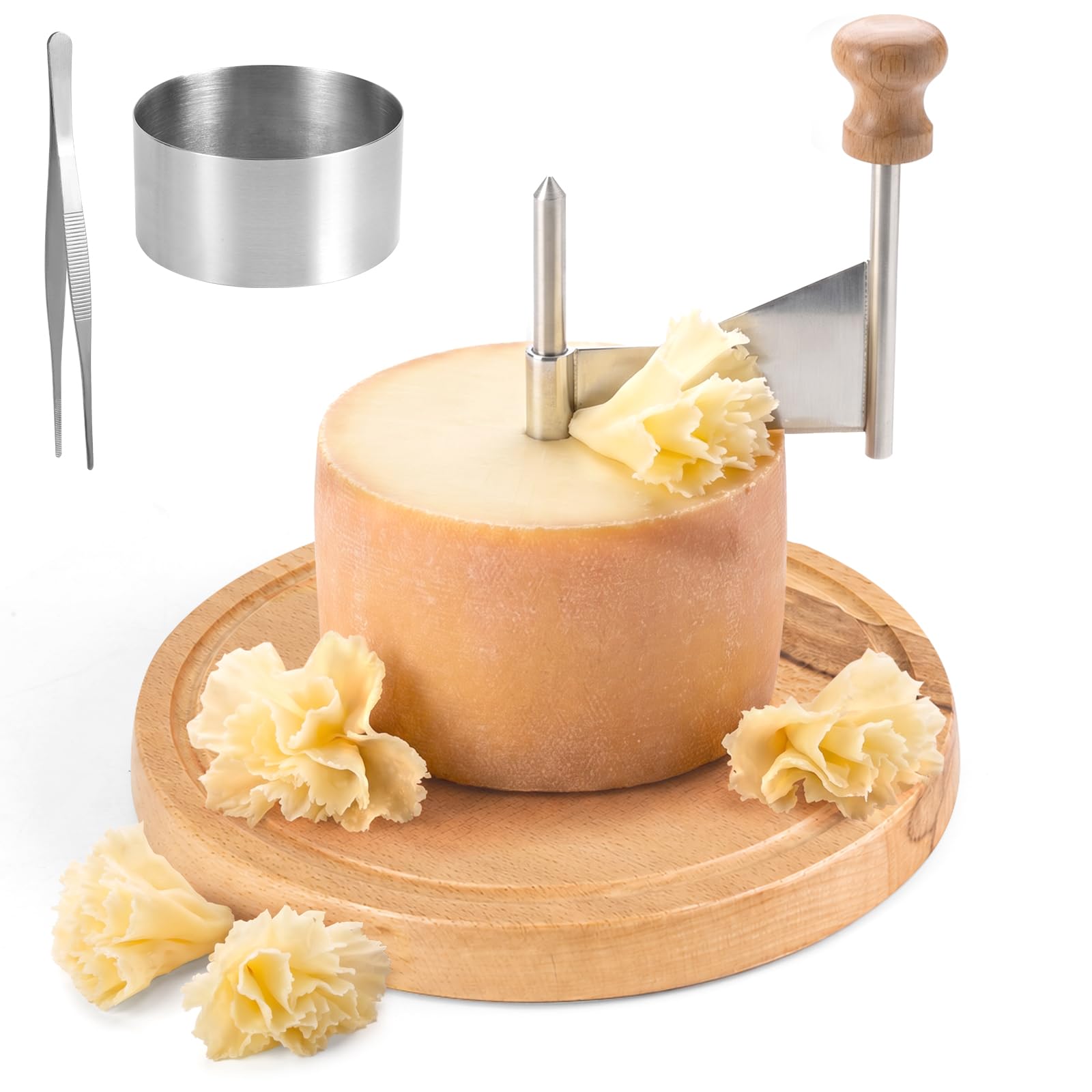 Affettatrice portatile per formaggio, in legno, con lama in acciaio inox, utensile da taglio manuale per parmigiano, Girolle, Camembert, Tete De Moine