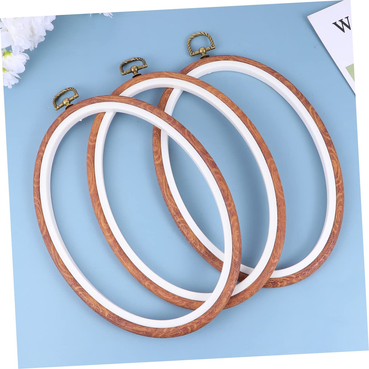 Hohopeti Cercles à Broder Ovales Base Stable en Pp Marron Lot de 3 18x25 Cm pour Broderie et Loisirs Créatifs pour Tissu Tendu et Projets DIY