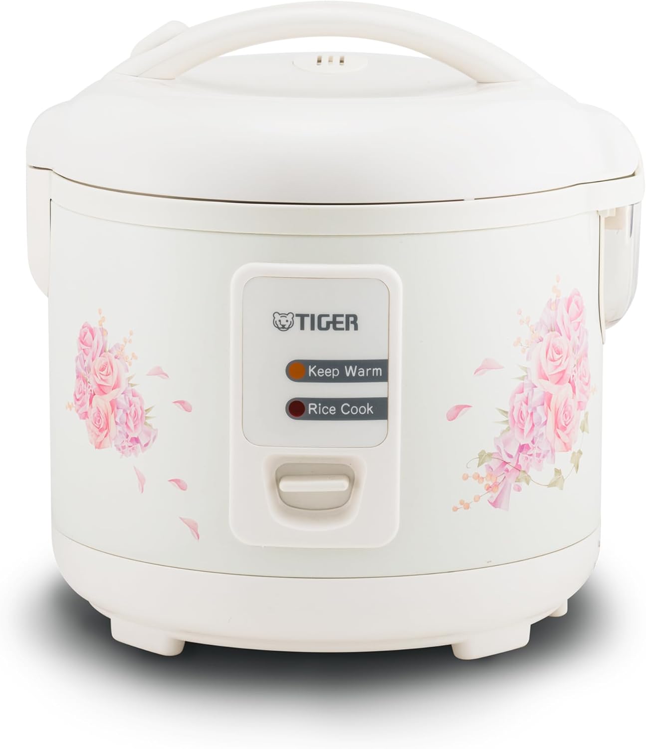 Tiger JAZ-A18U-LF 10 Cup Capacity White Rice Cooker with Non-Stick Inner Pot, Retractable Power Cord, and Keep Warm up to 12 hours (Flower)