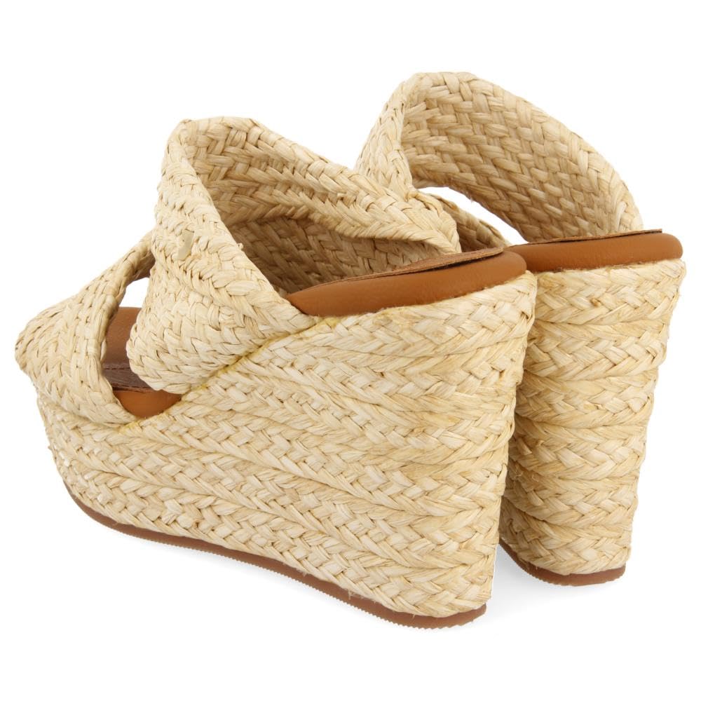 GIOSEPPO Sandalias Altas DE CUÑA Color Cuero Estilo Mule con Rafia para Mujer FRAZZANO