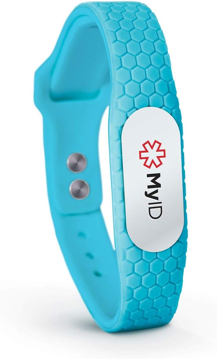 MyID Hive Medical ID Bracelet for Diabetes Epilepsy Autism and More - Silver Pod (S/M, Black)