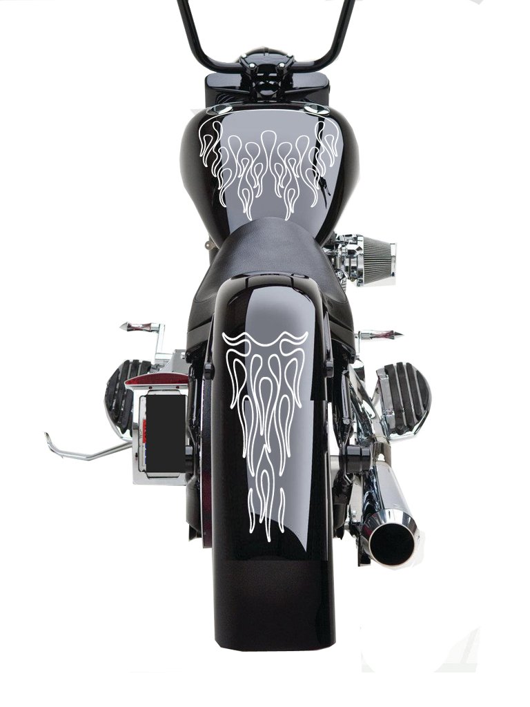 FGD Motorcycle Ghost Flame Set Gas Tank & Fender Decals Stickers. (GFFS05) Universal