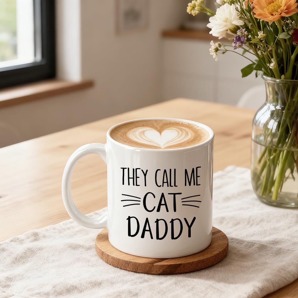 They Call Me Cat Daddy Coffee Mug, Kitten Whiskers Theme Drinking Cup For Coffee Lover, Funny Ceramic Mug for Cat Daddy, Christmas Thank You Gifts For Pet Owners Husband Family Pets Lover - Image 3