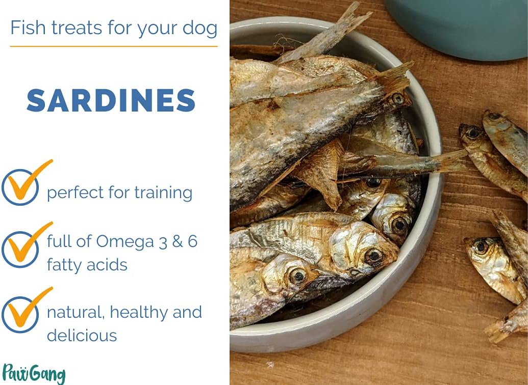 PawGang Fish Sardines 200g 100 Natural Treats for Dogs Puppies Young Adult Old Small and