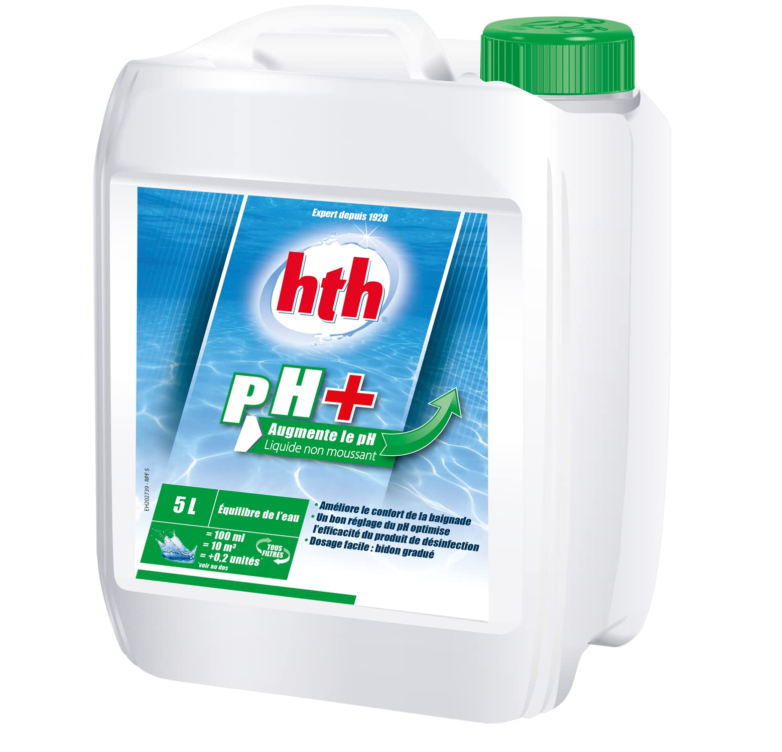 HTH pH Plus Liquide - 5L | Correcteur de pH Liquide - Augmente Le pH + 10 Tests HPS OFFERTS 6 en 1