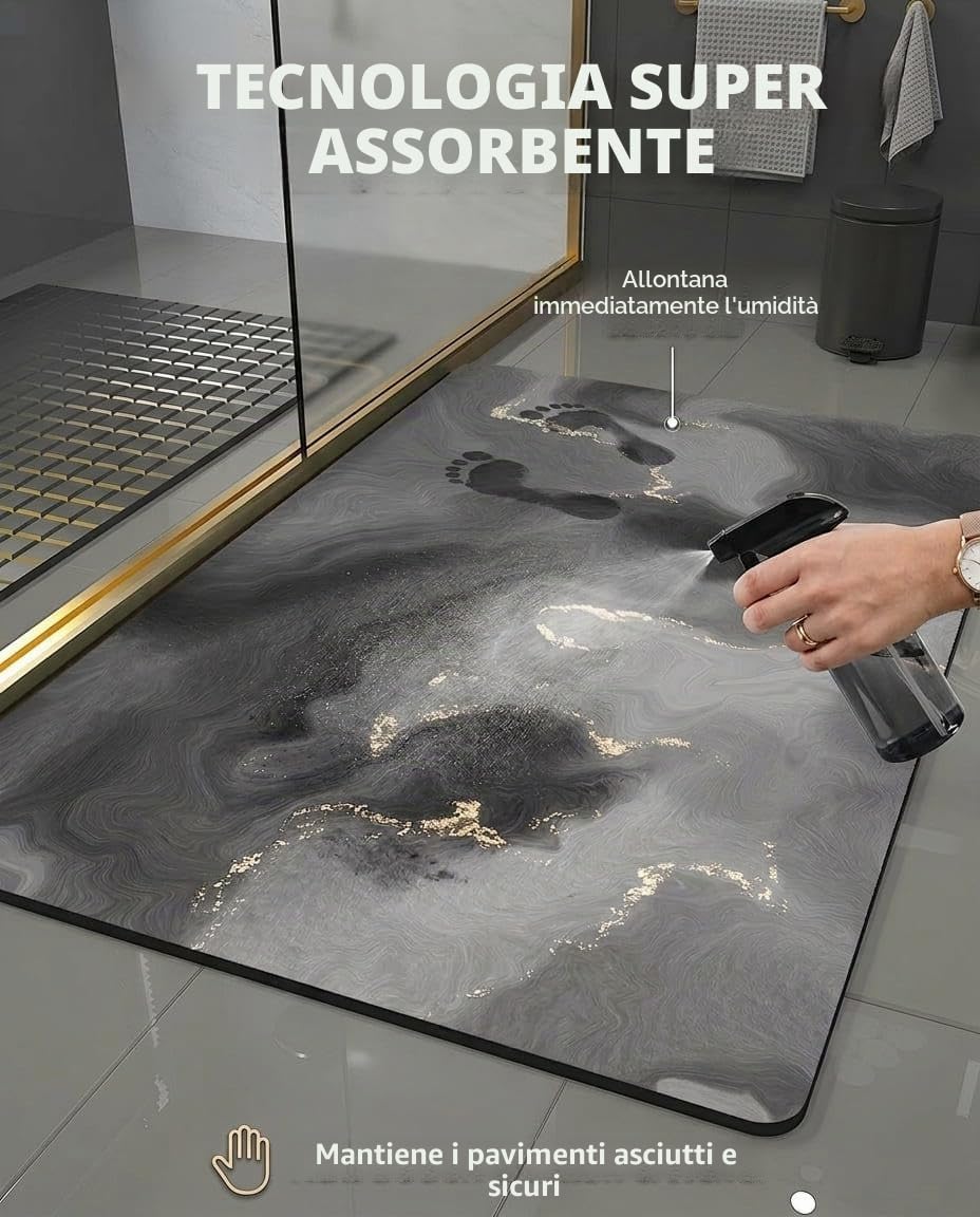 Diatomite Stone Bath Mat - Tappetino da Bagno in Pietra Morbido e Confortevole, Estremamente Assorbente, Perfetto Tappetino da Bagno Antiscivolo, Adatto per Diversi Stili di Casa