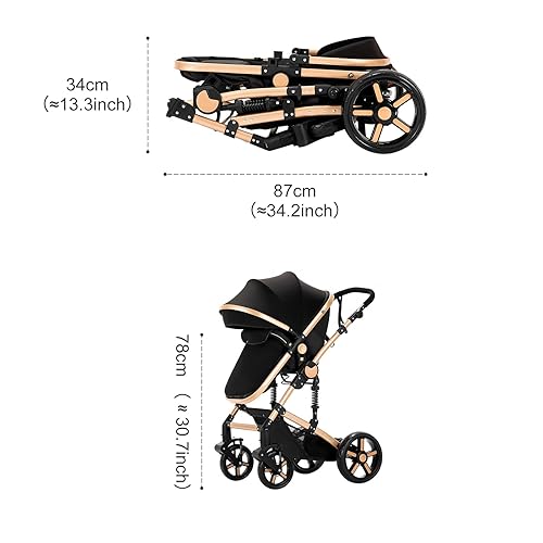 Miniatura 5 de Cochecito de bebé 2 en 1, cochecito de bebé plegable convertible con un clic, carrito estándar, cochecito reclinable que se puede empujar hacia