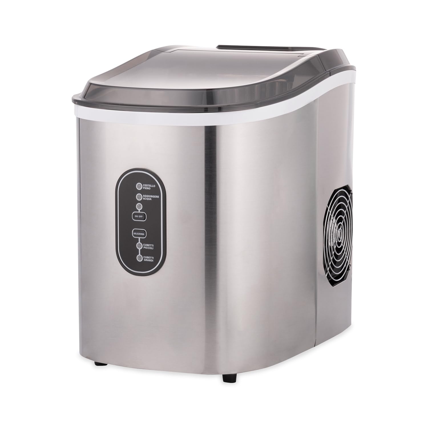 Wintem - Macchina Ghiaccio 15Kg/24h 105W in Acciaio Inox con Cubetti in 2 Misure per Bevande e Cocktail, Uso Domestico e Professionale, Rapida Produzione in 6 Minuti, Bassa Rumorosità