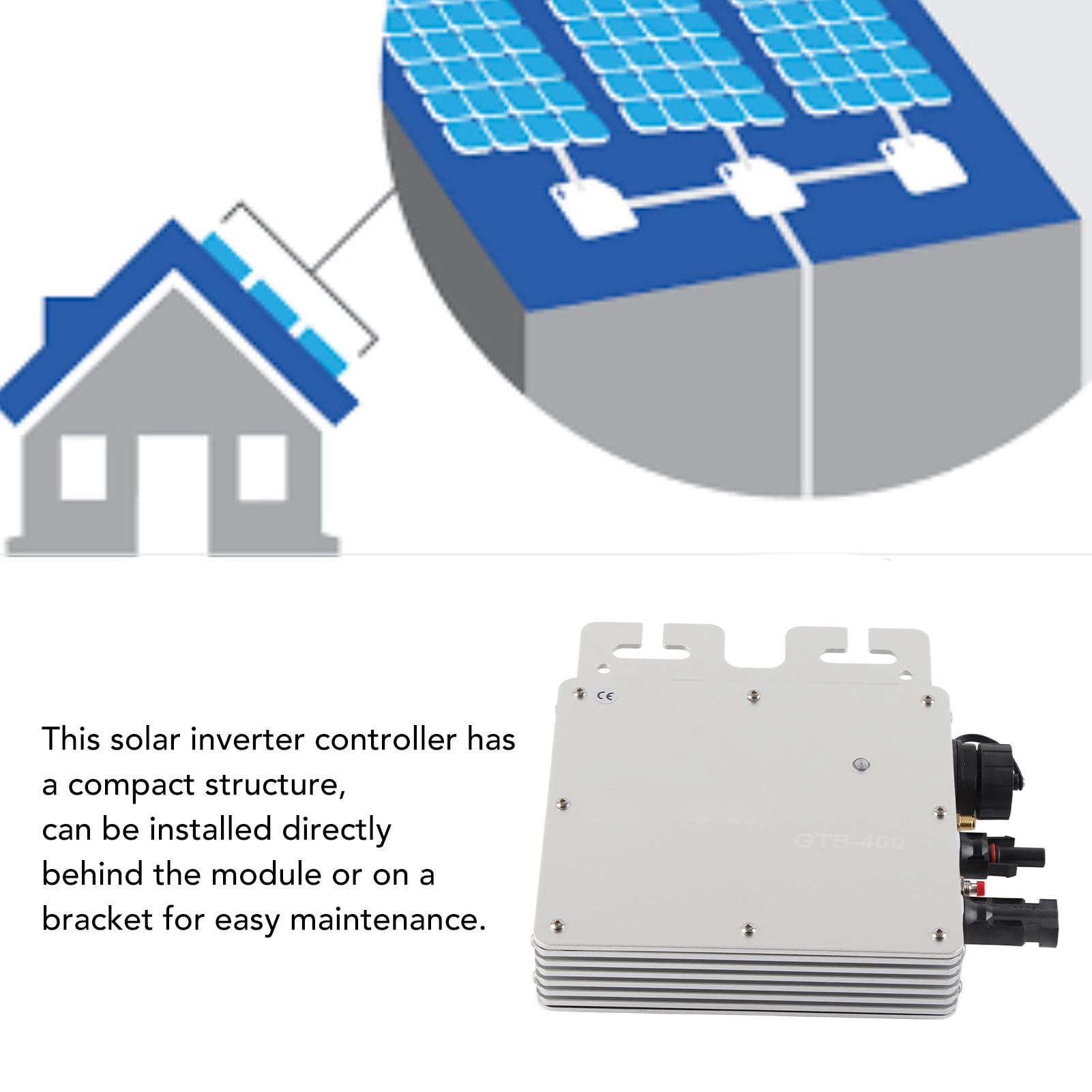 Onduleur Solaire Haute efficacité, Contrôle WiFi, 400W, (Argent)