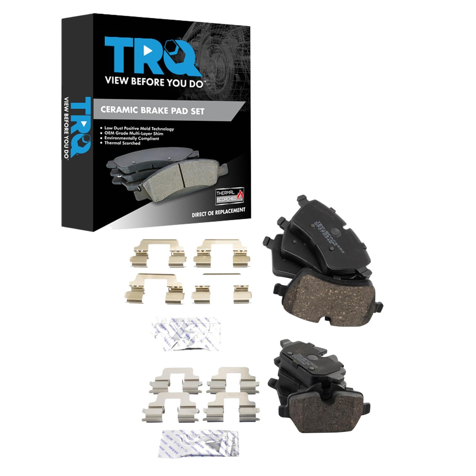 TRQ Front and Rear Brake Pad Set Ceramic Compatible with 2011-2016 Mini Cooper Countryman 2013-2016 Cooper Paceman