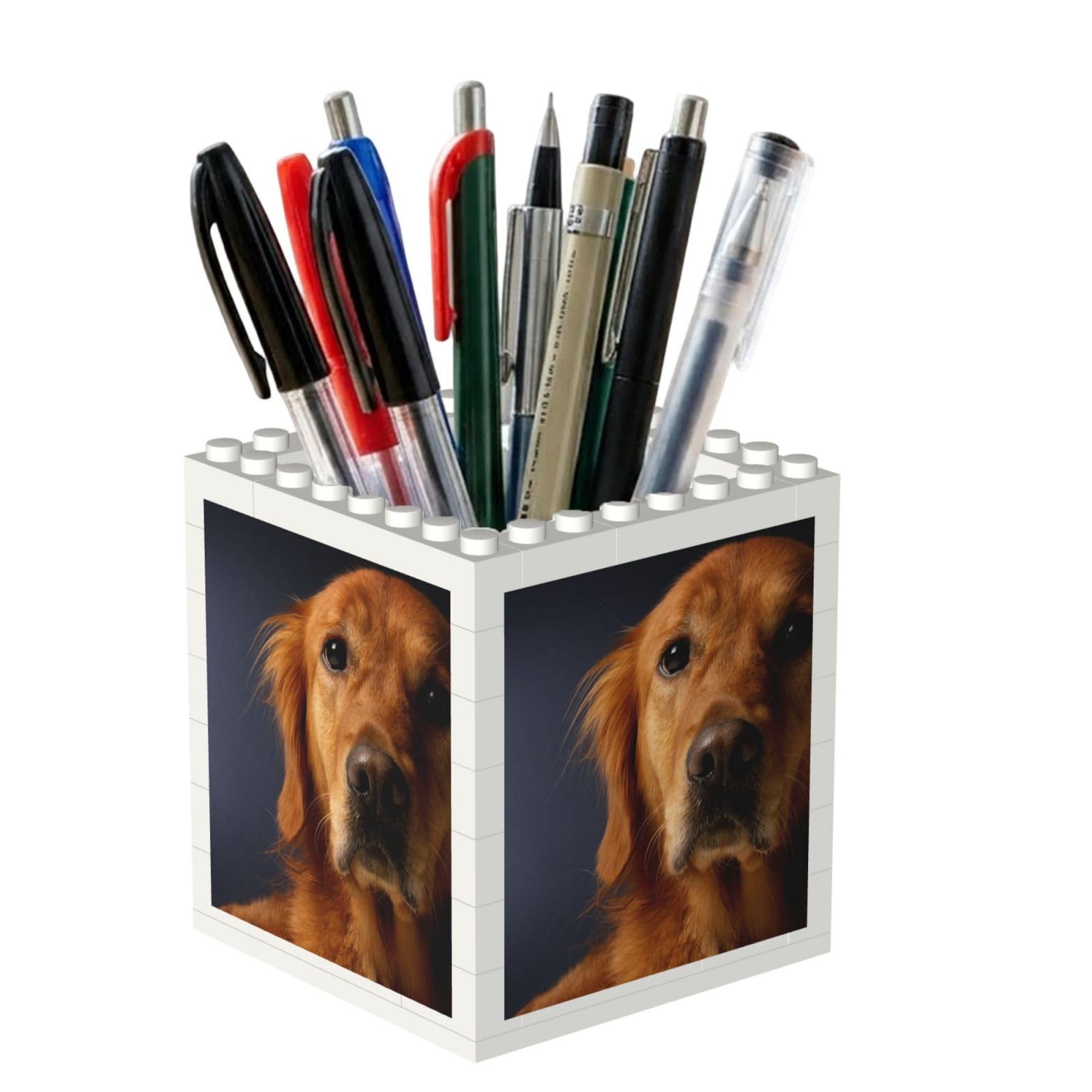 Poadnly Golden Retriever, Pen Pot Pencil Holder for Office Home School, Compact Desk Organiser for Office Stationery