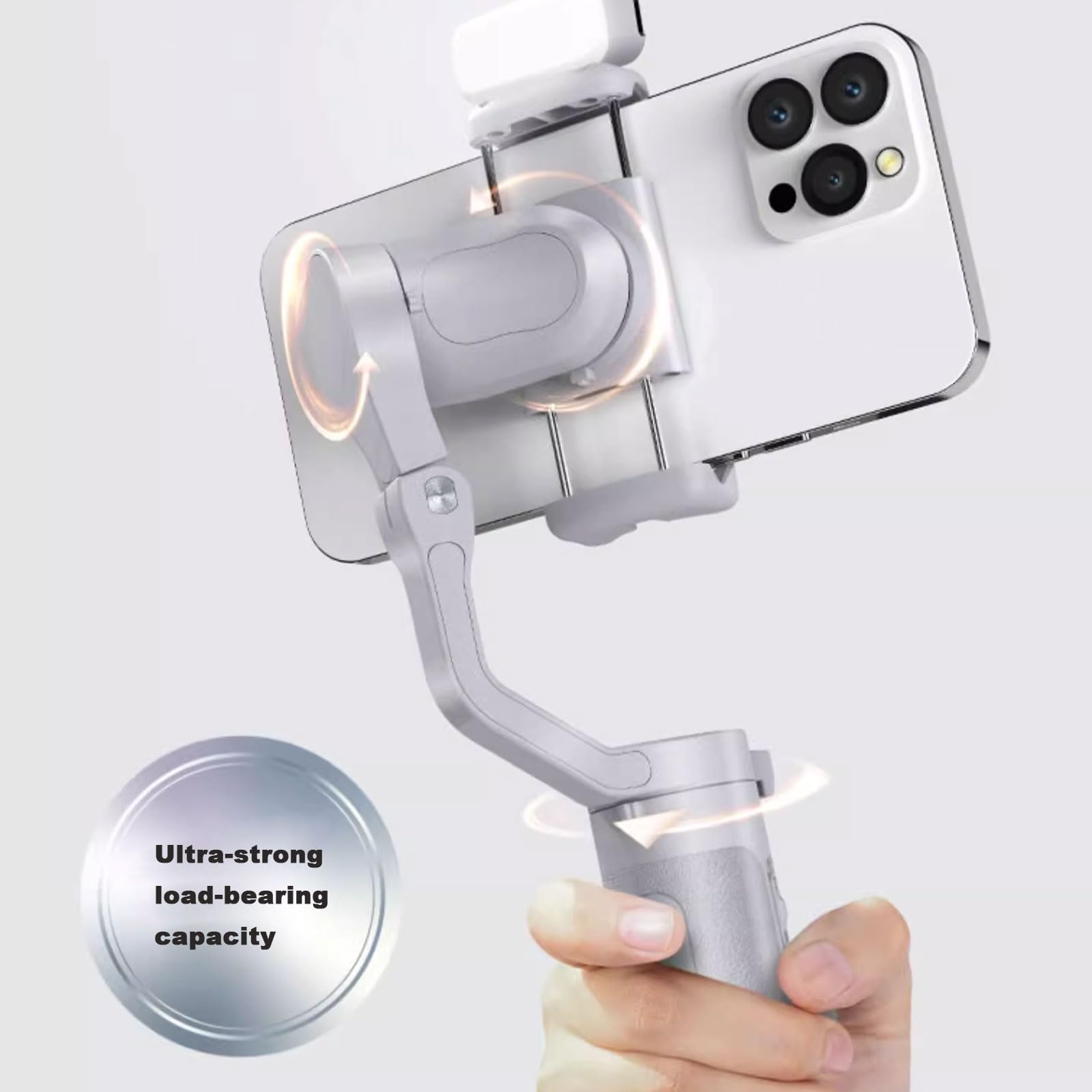 Stabilisateur de cardan, trépied pour perche à selfie avec lumière de remplissage, stabilisateur de cardan à 3 axes pour smartphone, téléphone, appareil photo, stabilisateur pour enregistrement vidéo