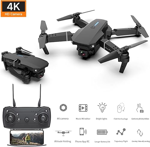 Miniatura 7 de Negro Drone 4K Profesional Hd Dual Cámara Drone Wifi 4K Transmisión en Tiempo Real Fpv Drones Quadcopter Juguete Plegable