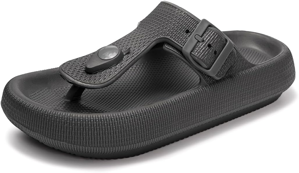 FUNKYMONKEY Thong Sandals Adjustable Buckle EVA Thick-Soled Flip Flops for Women and Men