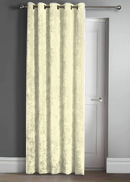 "Agra" Natural Thermal Crush Velvet Winter Door Curtains- Saves Energy, Prevents Draughts Reduces Heat Loss