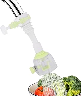 Extensor de Grifo Ajustable, Manguera de Cocina Antisalpicaduras con 2 Modos de Agua y Rotación 360° (13cm, Verde) para Fregadero de Cocina