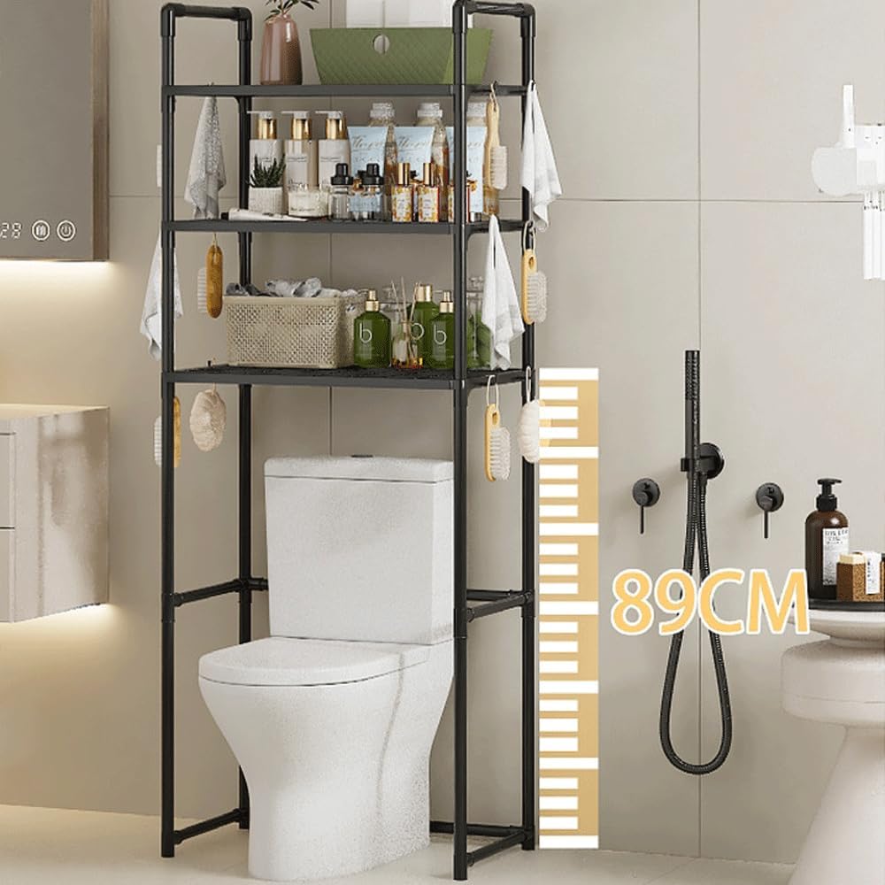 Over The Toilet Storage Shelf, 3 Tier Bathroom Over The Toilet Organizer, Multifunctional Toilet Racks That Go Over The Toilet, Bathroom Organizer Freestanding Toilet Shelf Space Saver