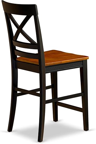 Miniatura 8 de East West Furniture QUS-BLK-W Quincy - Taburete de bar de altura para mostrador, sillas de madera de altura de pub, juego de 2, negro y cereza