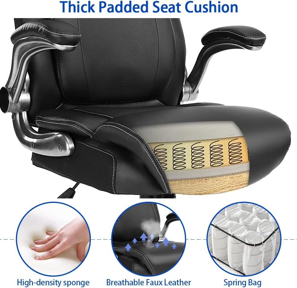 KCREAM Office Chair Executive Chair PU Leather Swivel Task Chair Flip