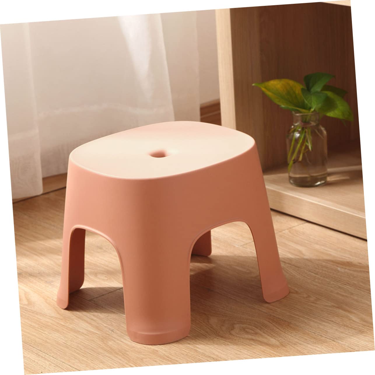 Ciieeo Sgabello Piccolo Portatile in Pvc Antiscivolo Rosa per Ragazzo Ragazza, per Bagno e Cucina, Sgabello Compatto per Cambio Scarpe e Uso Quotidiano