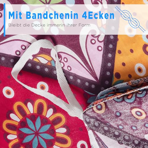 ATsense Bettwäsche 135x200 Baumwolle, Bunt Renforcé Bettwäsche-Sets ÖkoTex Bettbezug 135x200 4teilig, Super Weich… – Ansicht 5