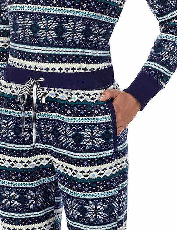 Nautica Womens 2 Piece Fleece Pajama Sleepwear Set (X-Small, Mixed Blue) - Image 4