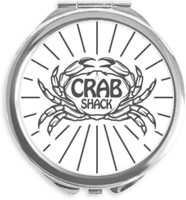 Crab Sketch Marine Organism Radial Hand Compact Mirror Round Portable Pocket Glass