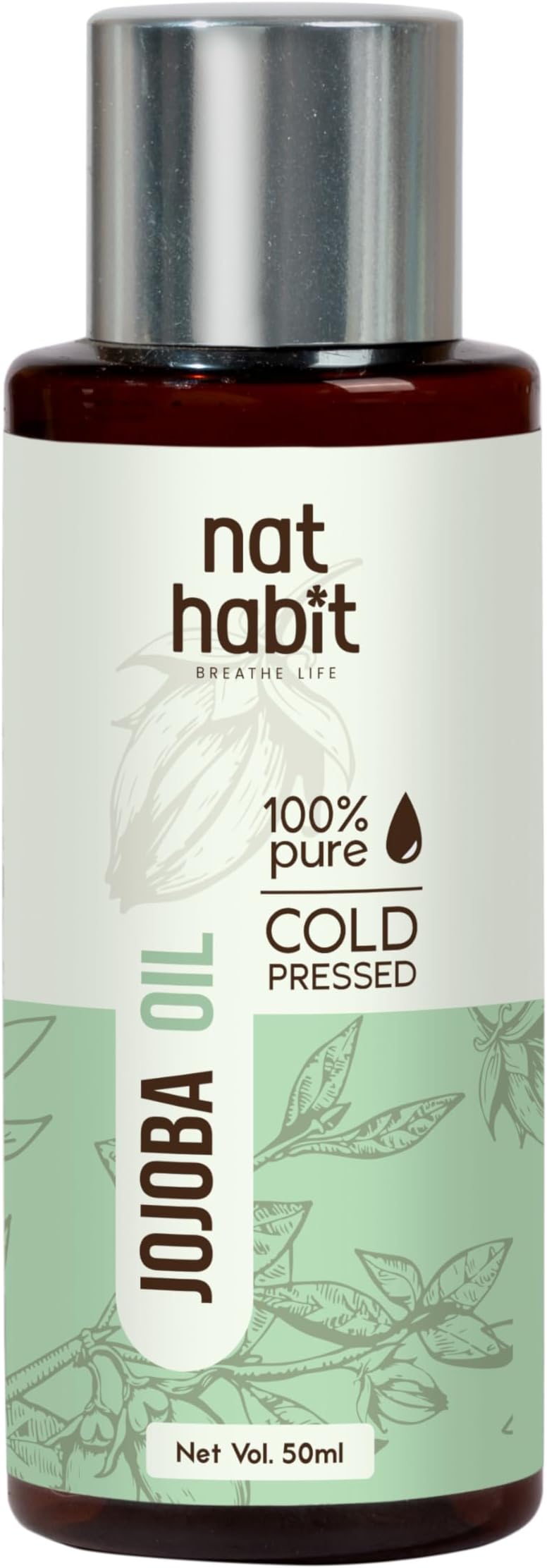 Nat Habit Cold Pressed Pure Oil for Skin & Hair, Fresh from our Ayurvedic Kitchen, Zero Preservatives, Body Massage Oil And Hair Oil (Jojoba Oil, 50ml)