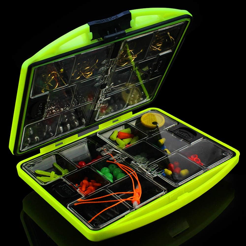 Bait Case, Fishing Accessories Kit Including Hook Sinker Weights Fishing Swivels Snaps Fishing Line Beads Fishing Set with Tackle Box