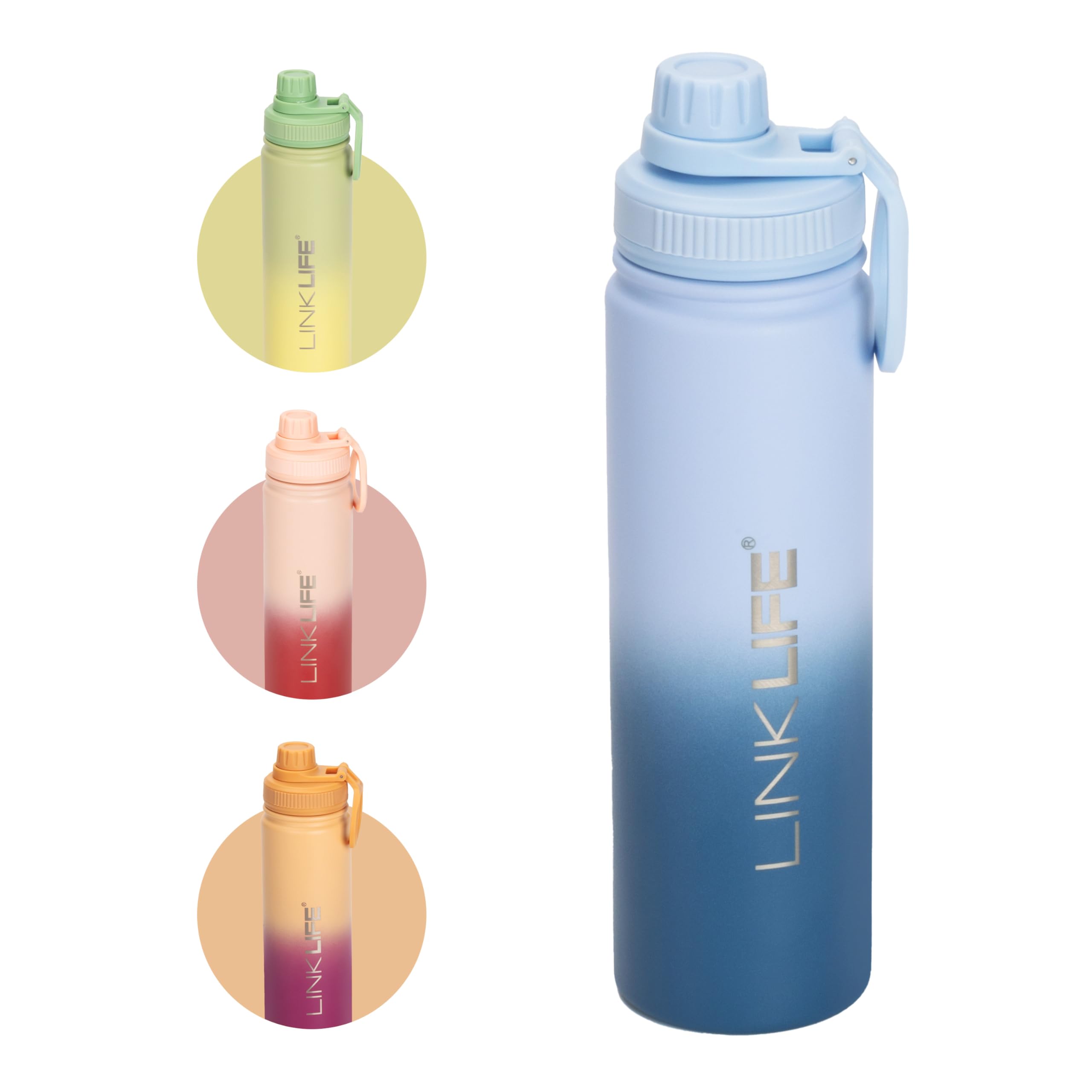 Insulated Water Bottle, 12 oz Double Wall Thermos for Hot & Cold Drinks, Leakproof Stainless Steel travel Water Bottles with BPA-Free Spout Lid & Handle, Kids & Girls Water Bottle for School (Blue)