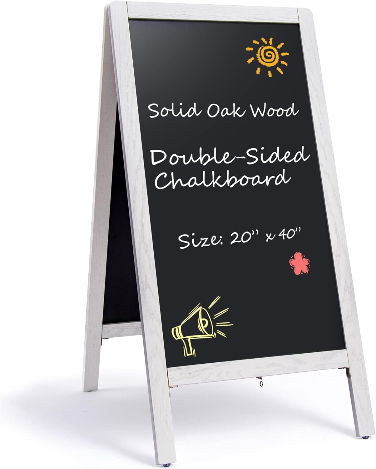 AFrame Chalkboard Signs White Washed, Solid Oak Wood