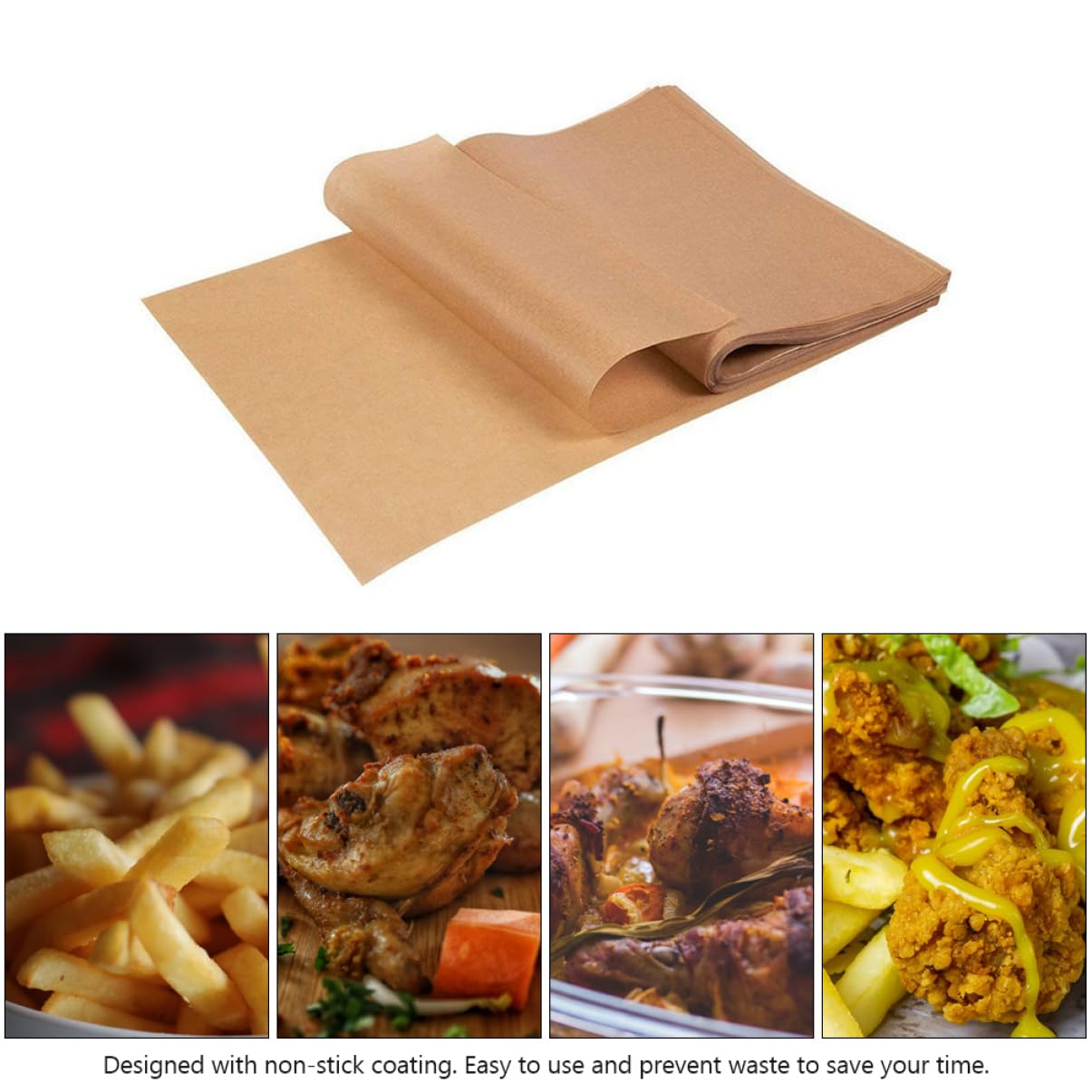 Papier Sulfurisé pour Cuisson 200 Feuilles Marron en Pâte de Bois Absorbant L'huile et Antiadhésif pour Barbecue et Four Facile à Nettoyer