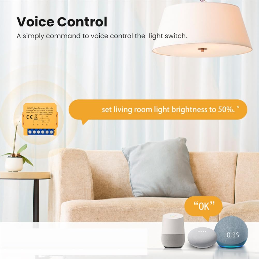 Tuya Zigbee Module de variateur d'intensité intelligent 2 canaux avec lumières LED à intensité variable Variation en continu + commande vocale