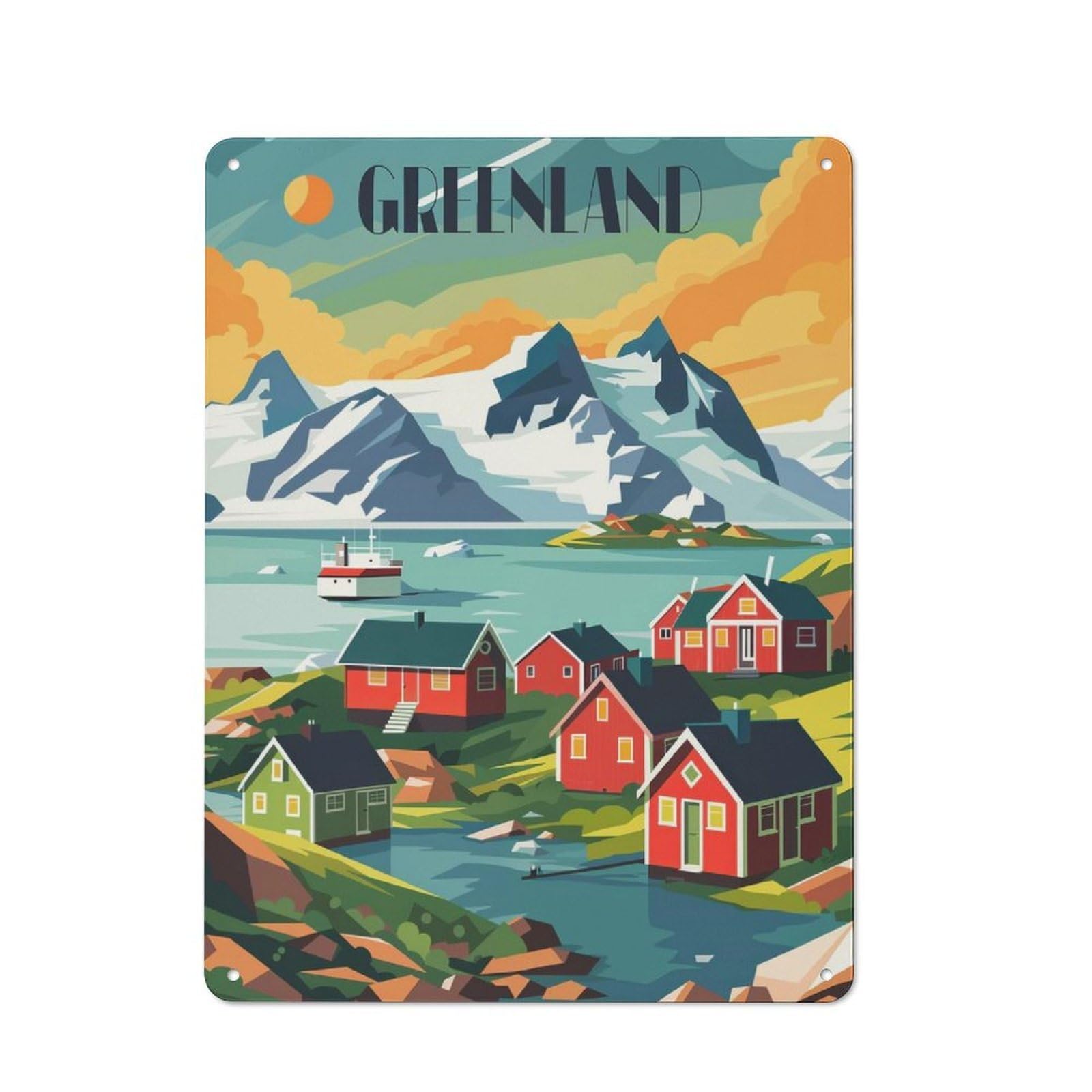 Junmoney Greenland Village Friendly Cafe Metal Sign 40X30cm, Cafe Wall Decor For Tea Room, Shop Wall Or Breakfast Area
