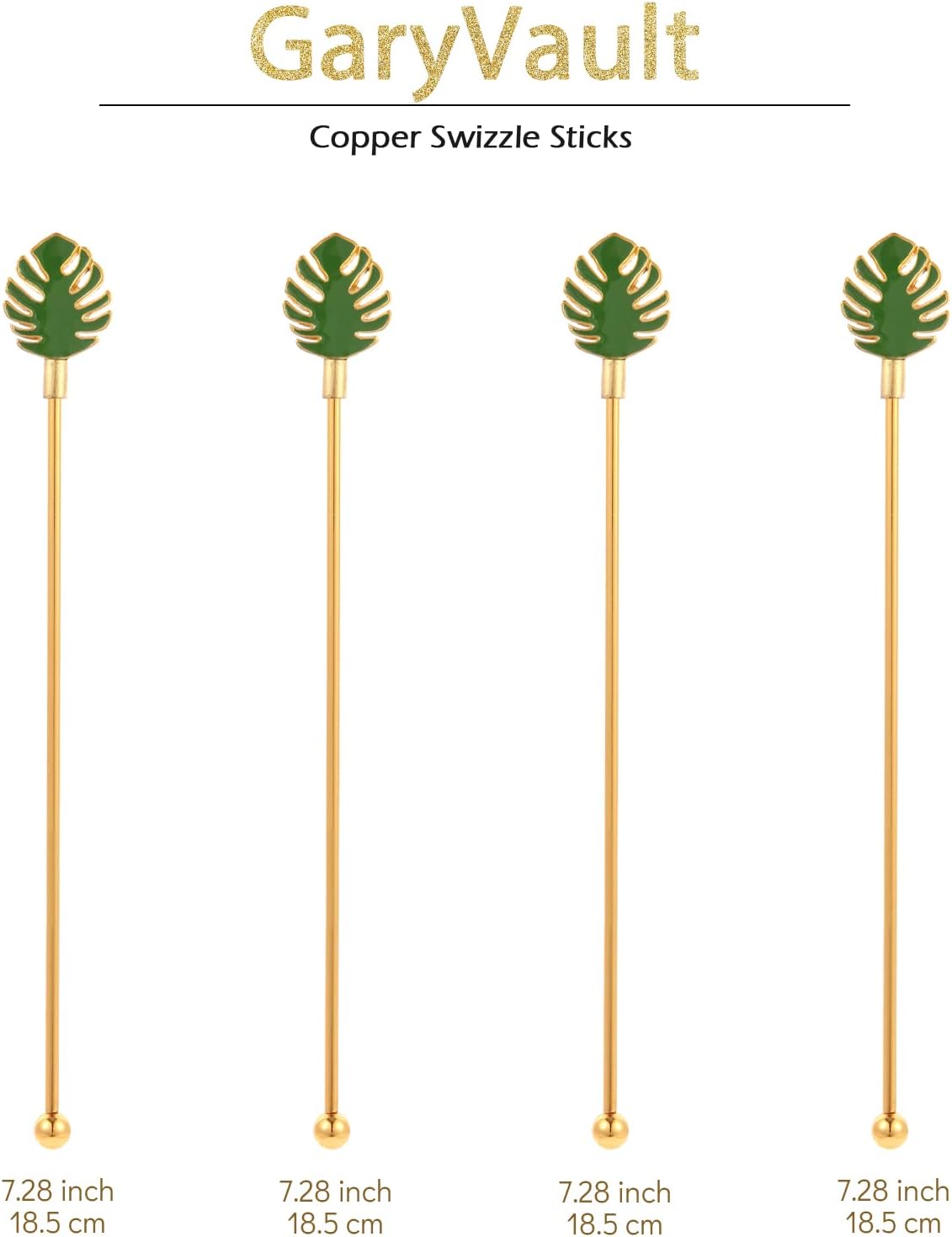  | Palm leaf Drink Stirrer Sticks Stainless Steel Coffee Beverage Stirrers，Set of 4 Cocktail Swizzle Stick,7.5", Multicolor: Swizzle Sticks