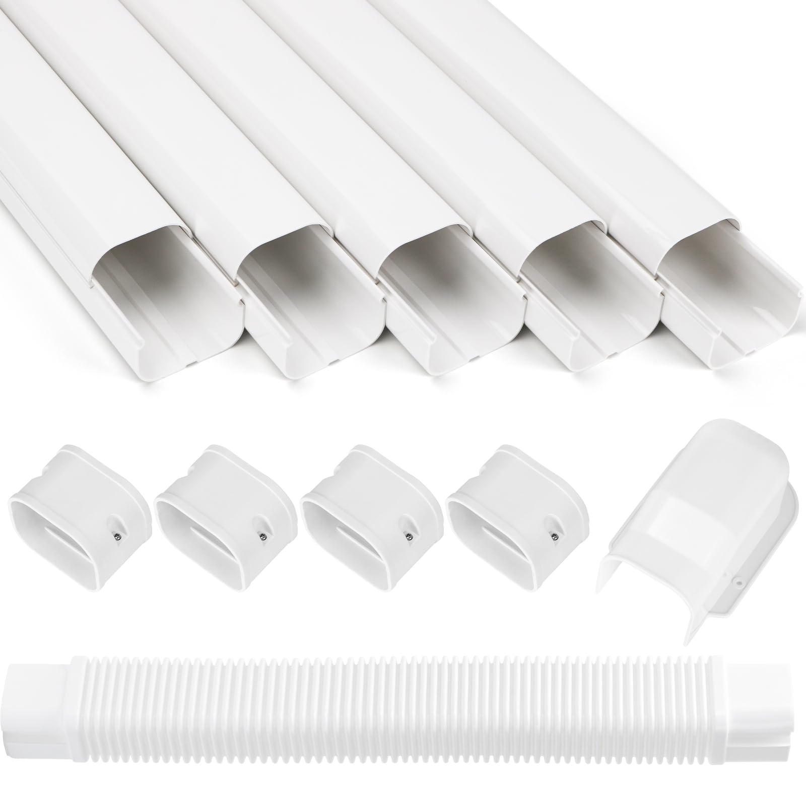 Mini Split Line Set Cover Kit 3"W 9Ft Air Conditioners Decorative PVC Slim Line Cover for Central AC & Heat Pumps Systems Tubing Cover