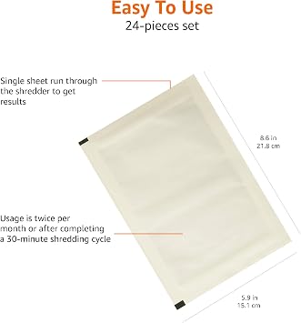 Amazon Basics Micro Cut Shredder Sharpening & Lubricant Sheets - Pack of 24, White