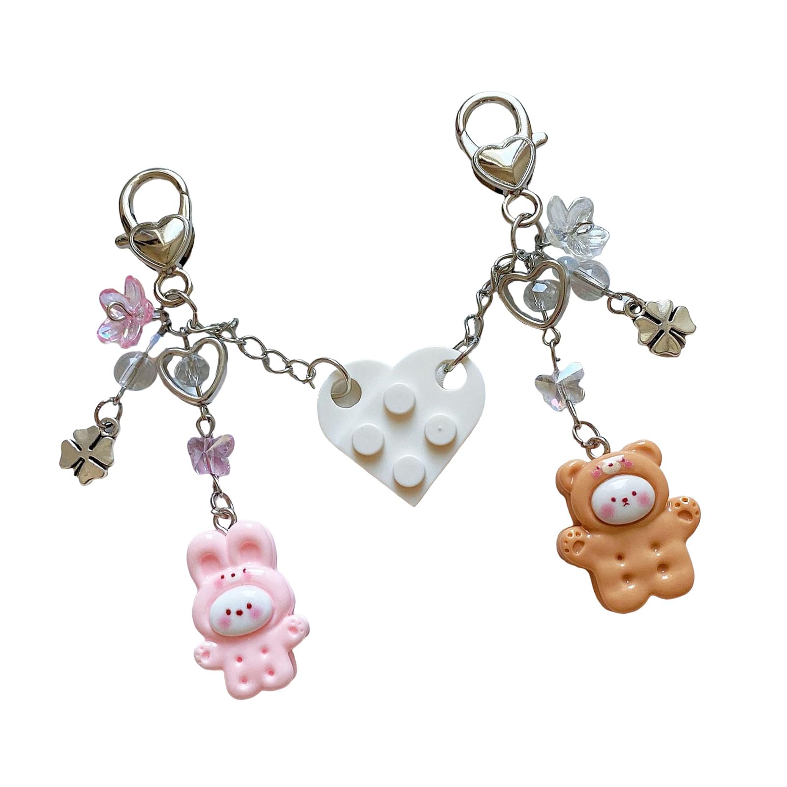 OAJABBGE Lovely Brick Heart Keychain Accessory Lovely Toy Brick Heart Keychains Stylish Keyrings For Boyfriend And Girlfriend