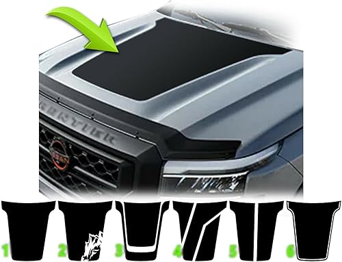 2022 2023 2024 Blackout Pro4x Hood Racing Stripe Vinilo Calcomanía Negro Blackout Compatible con Nissan Frontier 2022 2023 2024 2025 (estilo 3,
