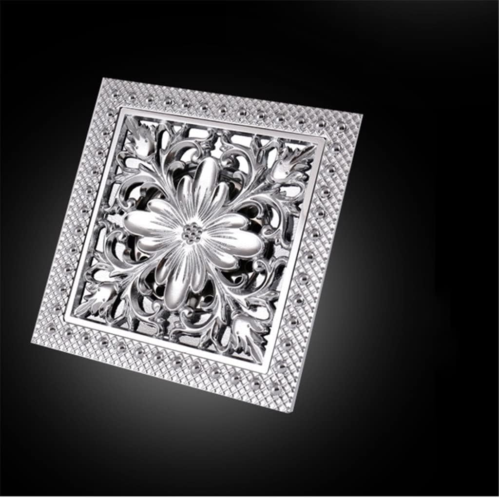 Floor Drains 15cm Square Shower Drain Brass Trap Waste Grate with Hair Strainer Bathroom Accessories(E)