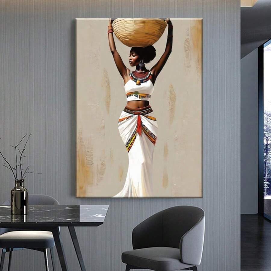 Tableau sur toile femme africaine 40 x 60 cm design épuré