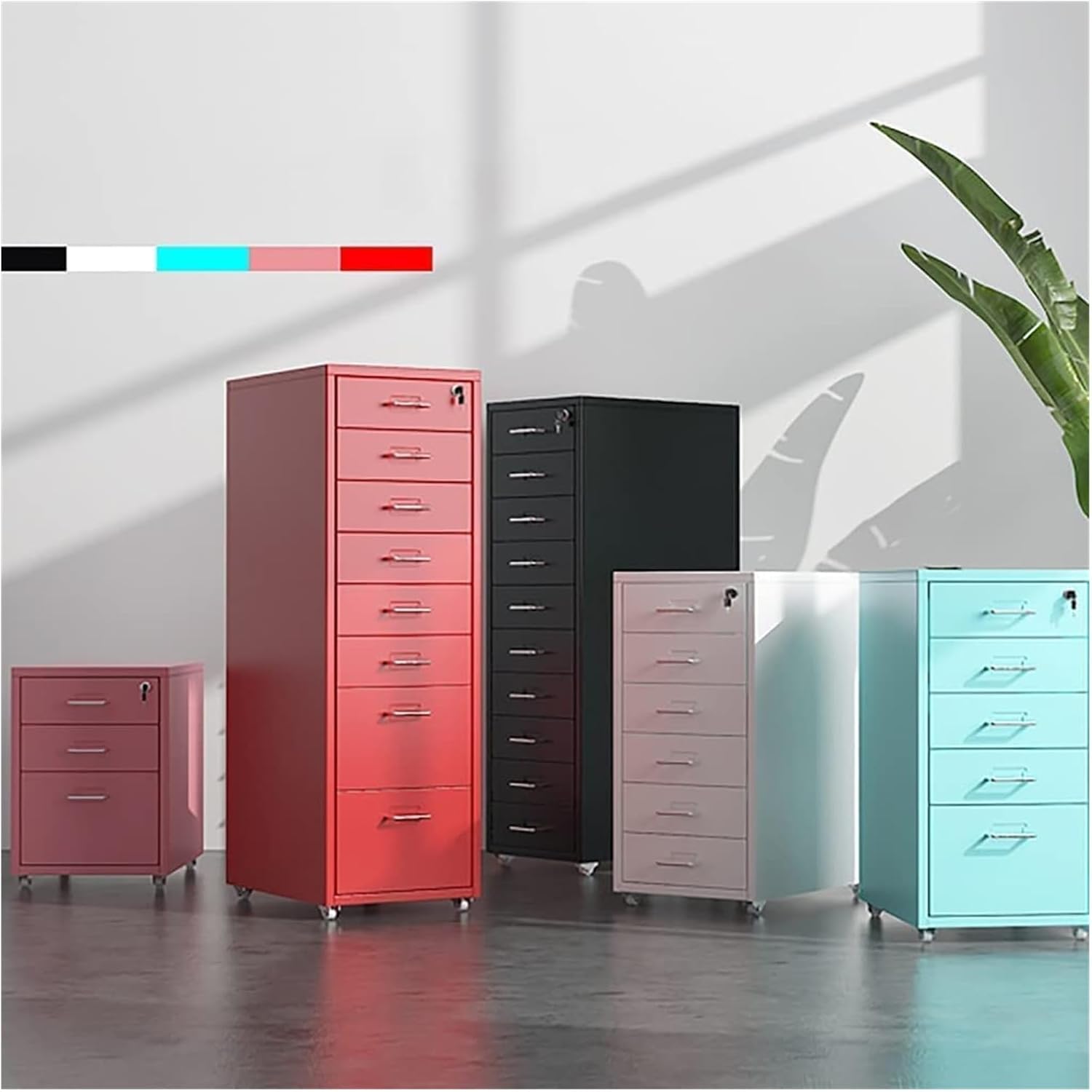 Mobile Metal File Cabinet with Lock, 3 Drawer Rolling Storage Solution, Under Desk Organizer with Casters for Home & Office Use