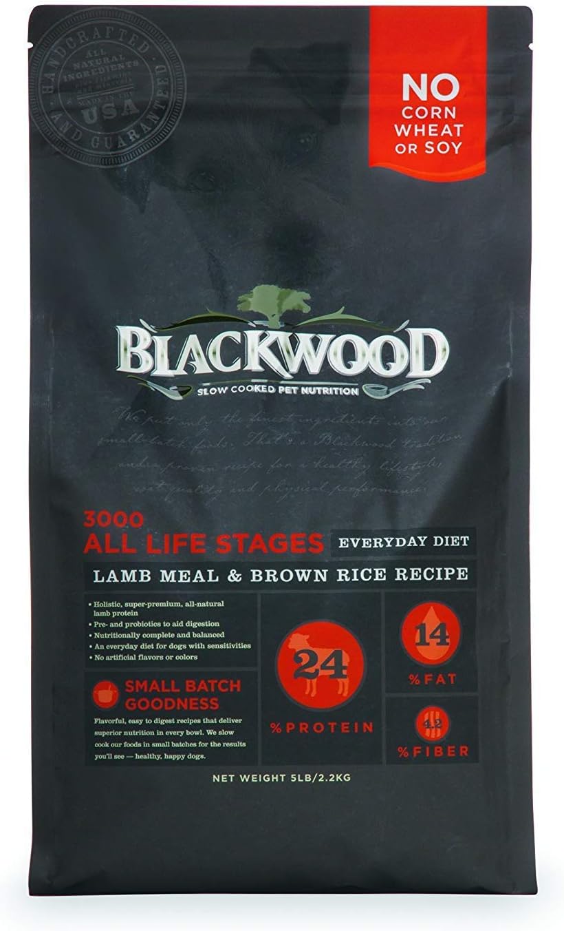 Blackwood Pet Food Blackwood Dog Food Made in USA Slow Cooked Dry Dog Food [Natural Dog Food For All Breeds and Sizes], Lamb Meal & Brown Rice Recipe, Resealable Bag To Preserve Freshness