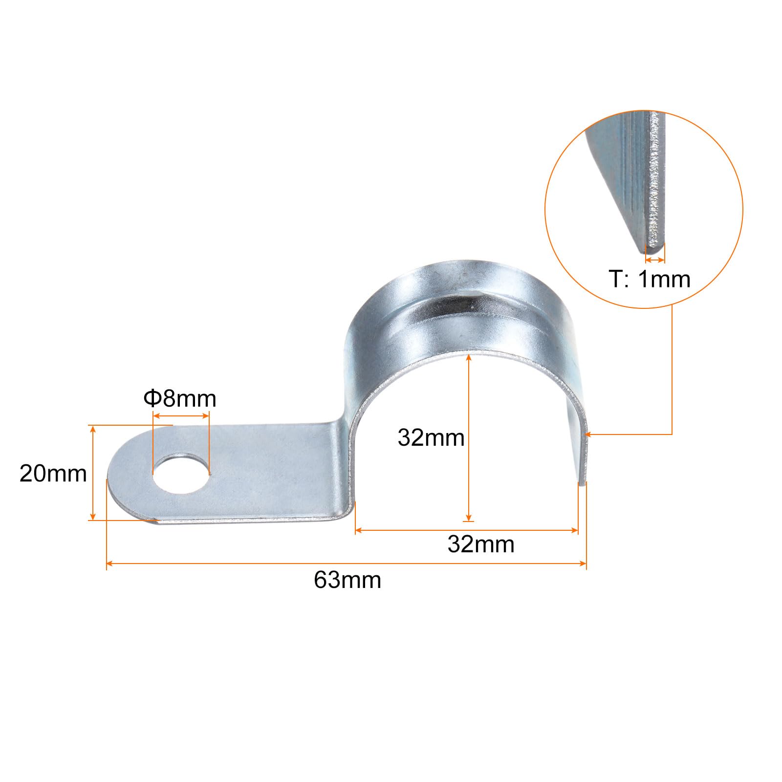 QUARKZMAN 100Pcs Abrazadera Para Conduit EMT De Un Agujero En Forma De U, Diámetro De Tubo De 32mm 1 1/4 Pulgadas, Para Fijar Mangueras Y Cables.